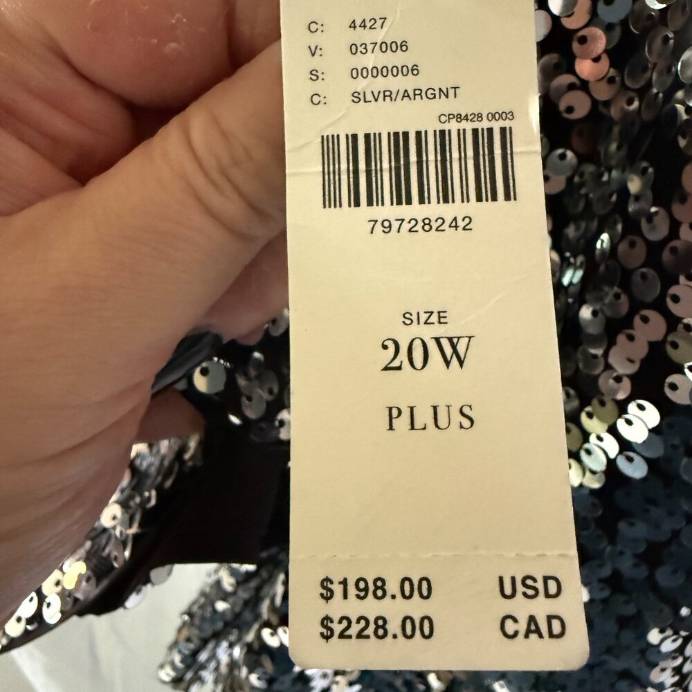 NWT Maeve by Anthropologie Colette Sequin Wide-Leg Pants – Silver (Plus 20W)